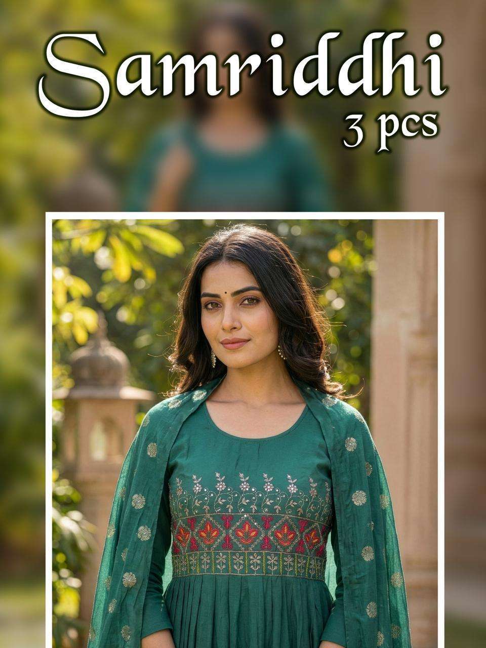 SAMRIDDHI BY ASLIWHOLESALE HEAVY ROMAN SILK EMBROIDERY DRESSES - 00320
