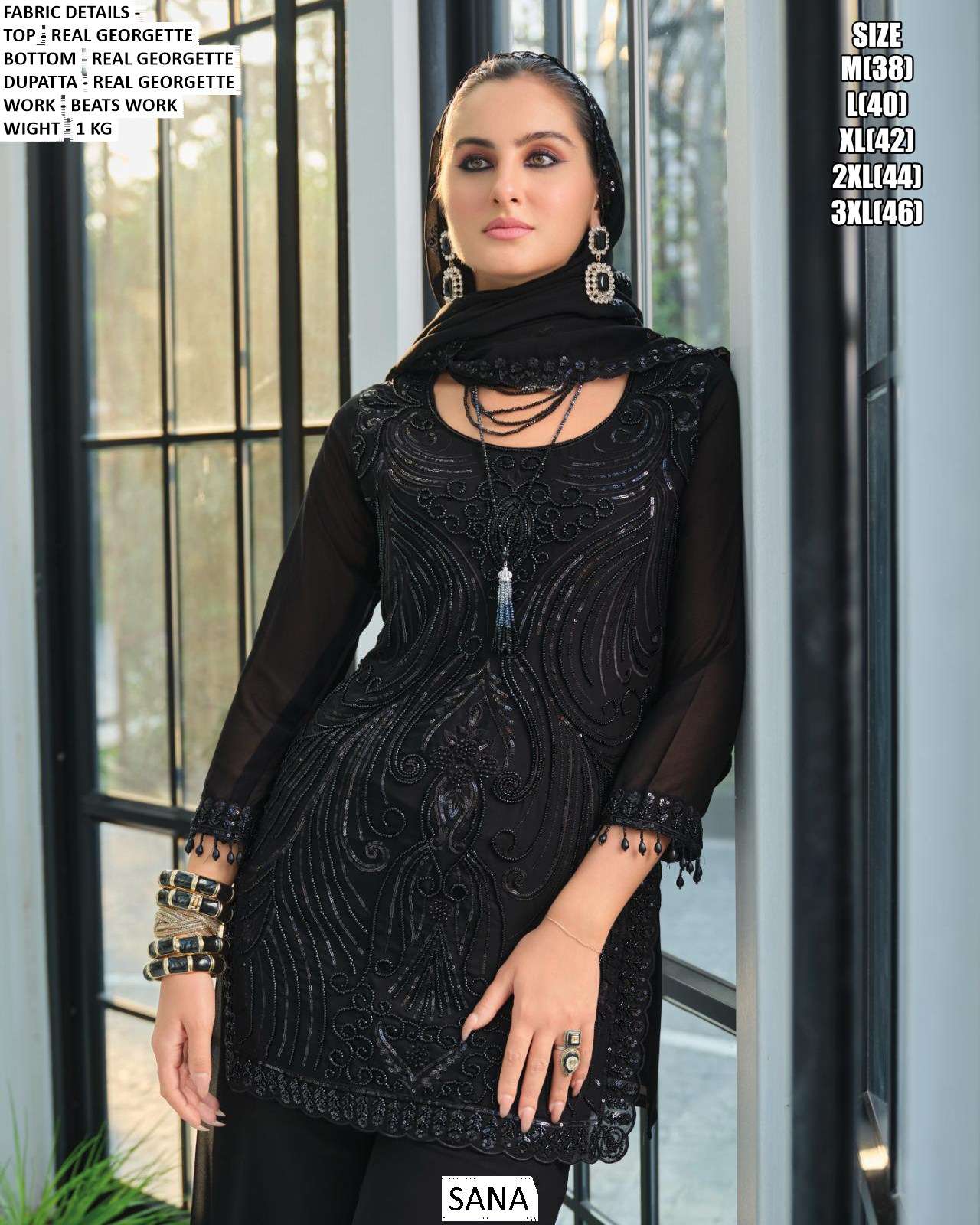 SANA BY ASLIWHOLESALE FAUX GEORGETTE EMBROIDERY STITCHED SUITS -00095