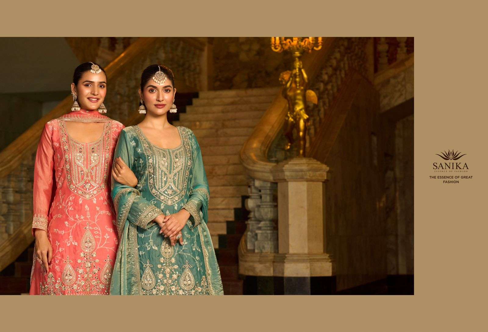 SANIKA FASHION IKATRA 8801 TO 8804 SERIES SILK EMBROIDERY SHARARA DRESSES-00028