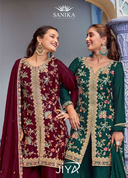 SANIKA FASHION JIYA 10036 TO 10039 SERIES CHINON SILK EMBROIDERY DRESSES-00028