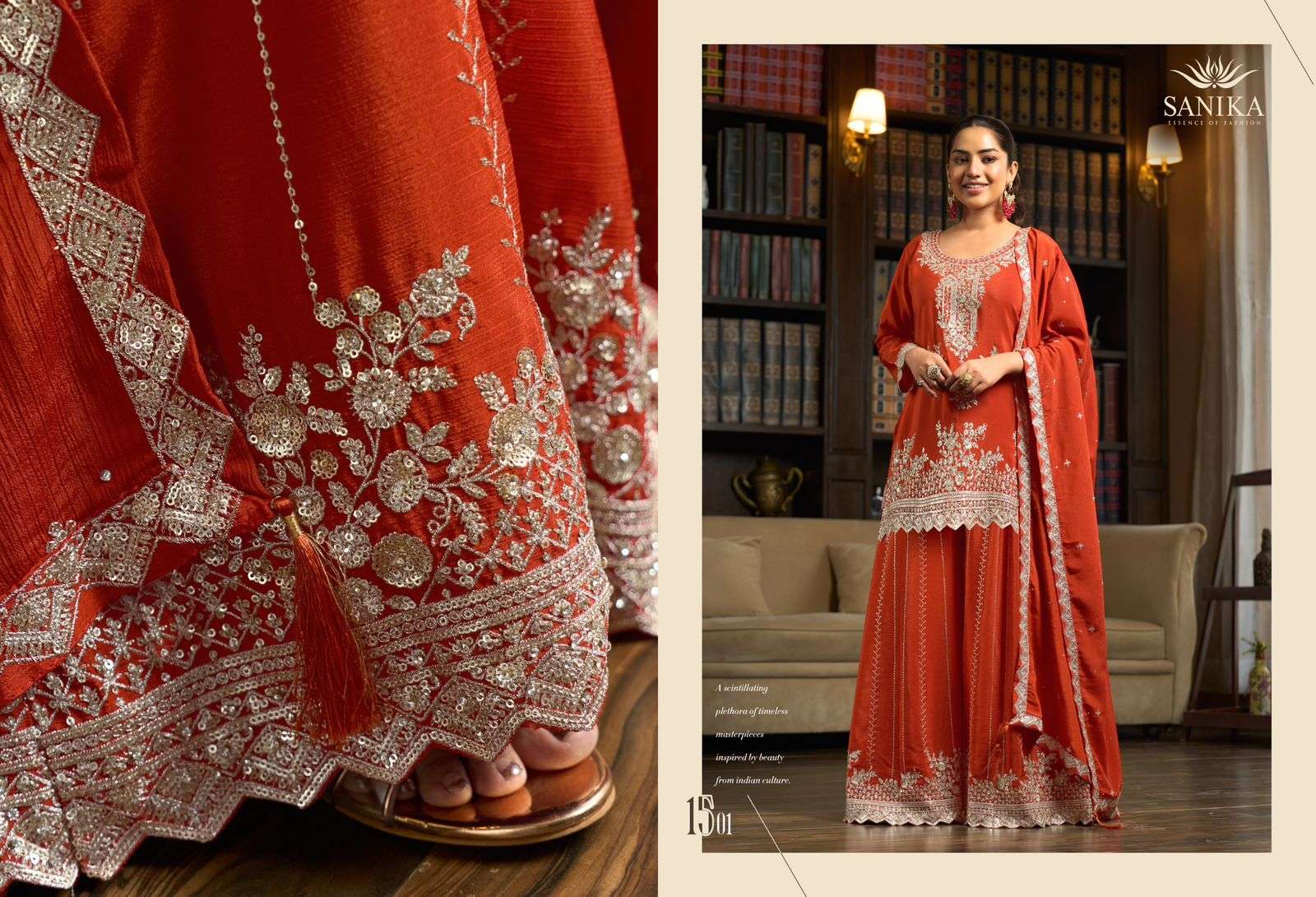 SANIKA FASHION YAARI 1501 TO 1504 SERIES CHINON SILK EMBROIDERY DRESSES-00028