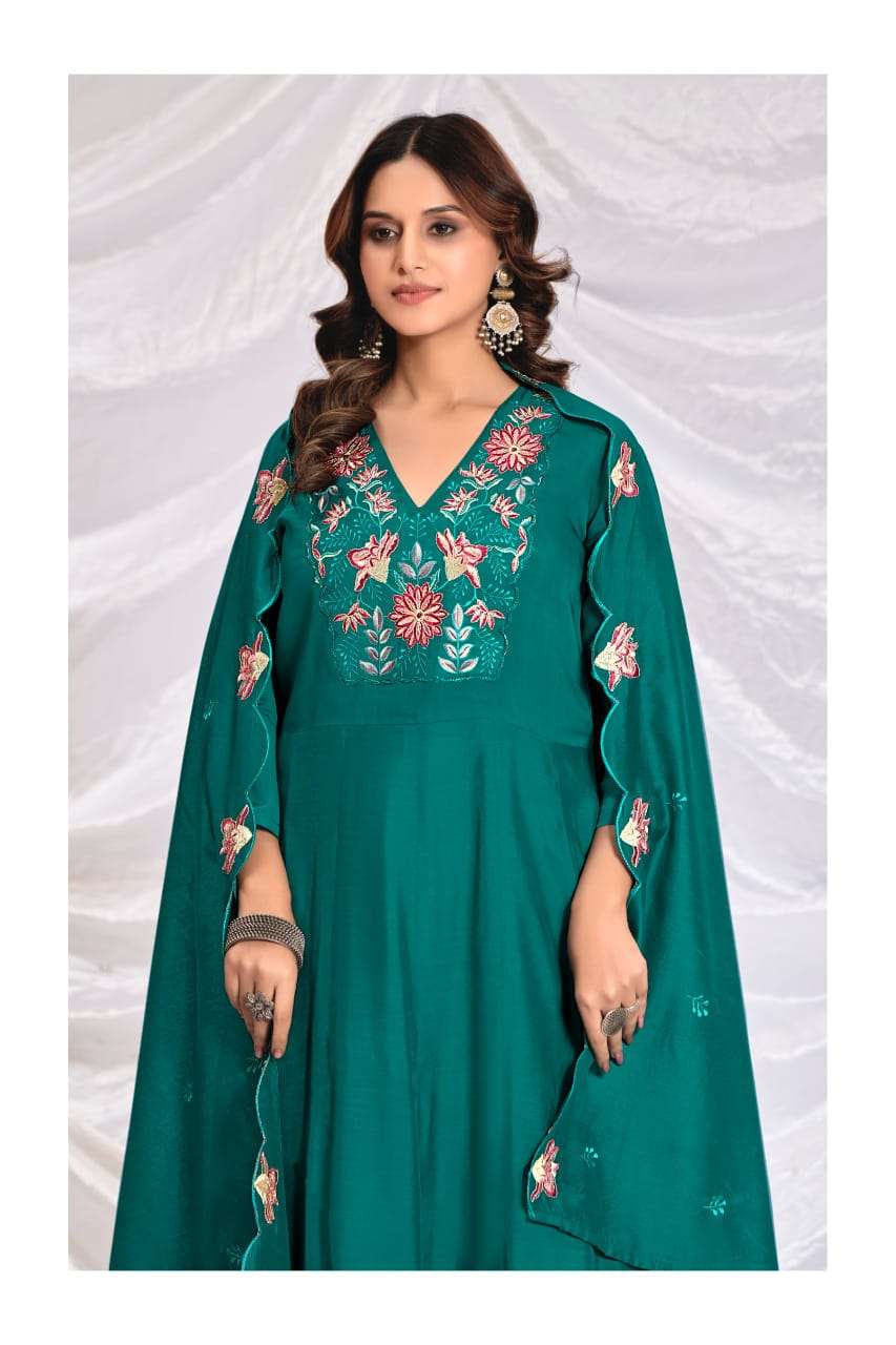 SAVYA VOL-20 BY ASLIWHOLESALE HEAVY CHANDERI EMBROIDERY DRESSES -00014