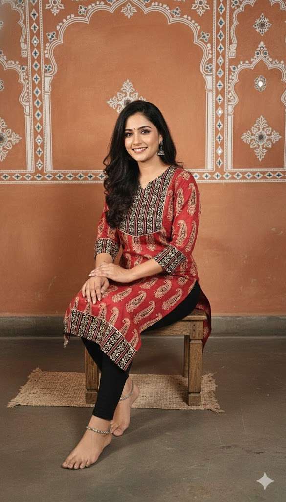 SAVYA VOL-21 BY ASLIWHOLESALE COTTON AJARAKH PRINTED KURTIS-00014