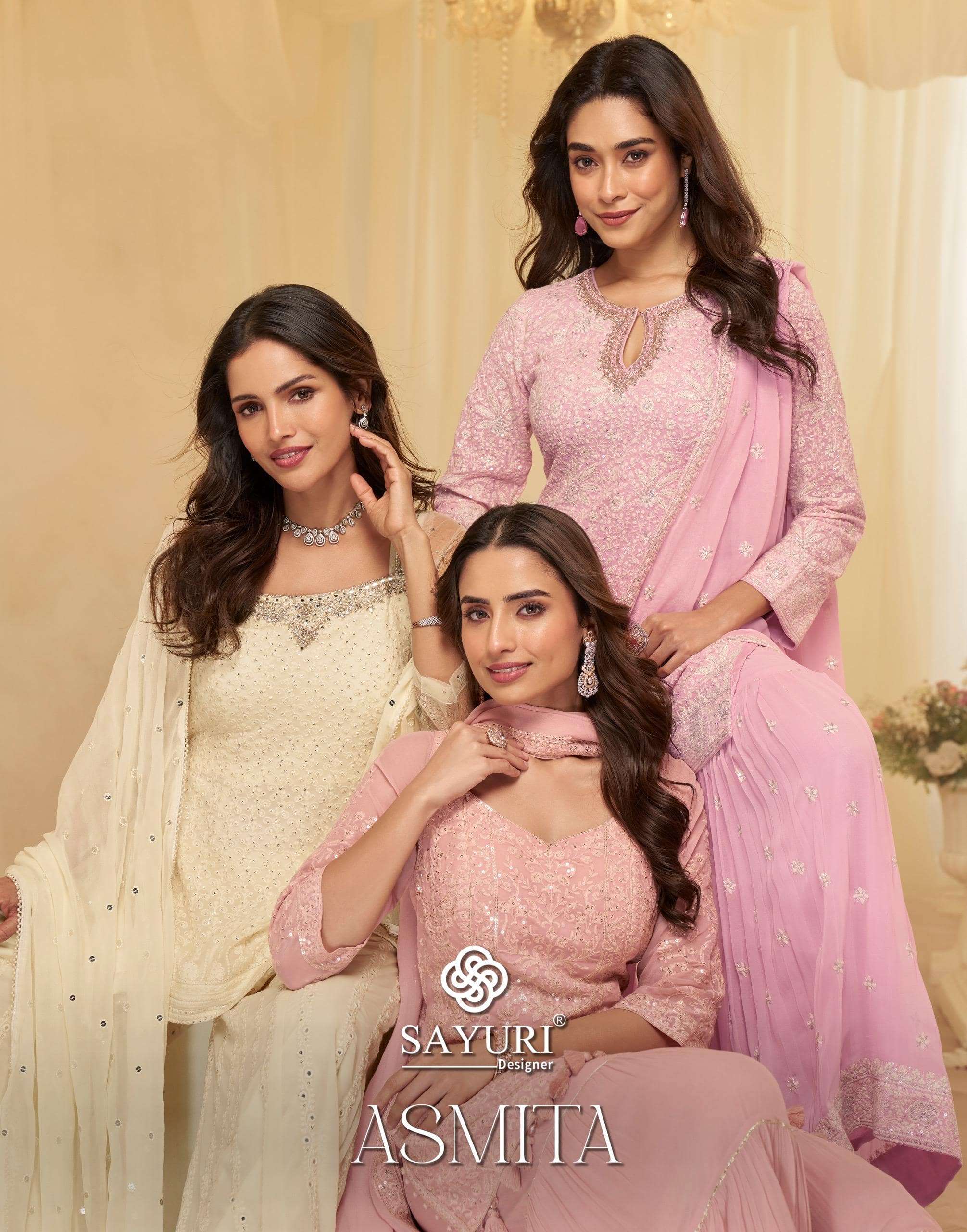 SAYURI ASMITA 10203 TO 10205 SERIES GEORGETTE EMBROIDERY SHARARA DRESSES-00150
