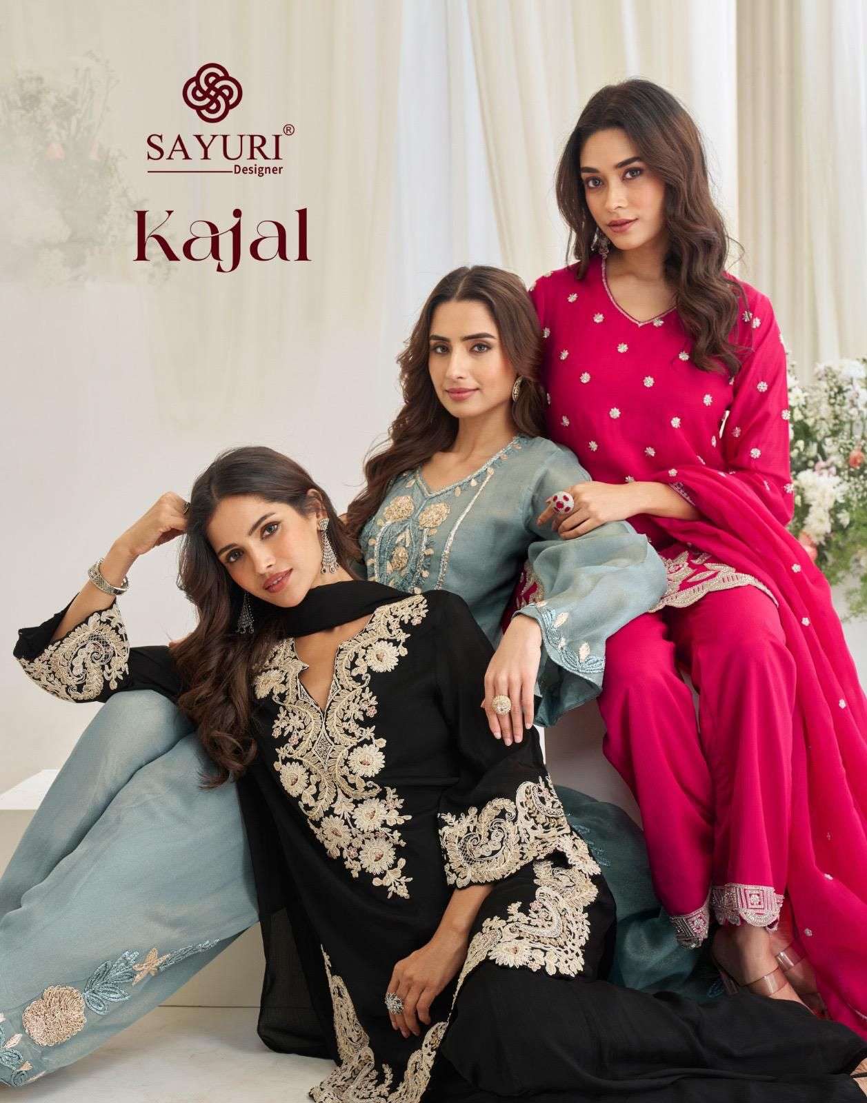 SAYURI KAJAL 10236 & 10274 SERIES CHINON SILK EMBROIDERY DRESSES-00150