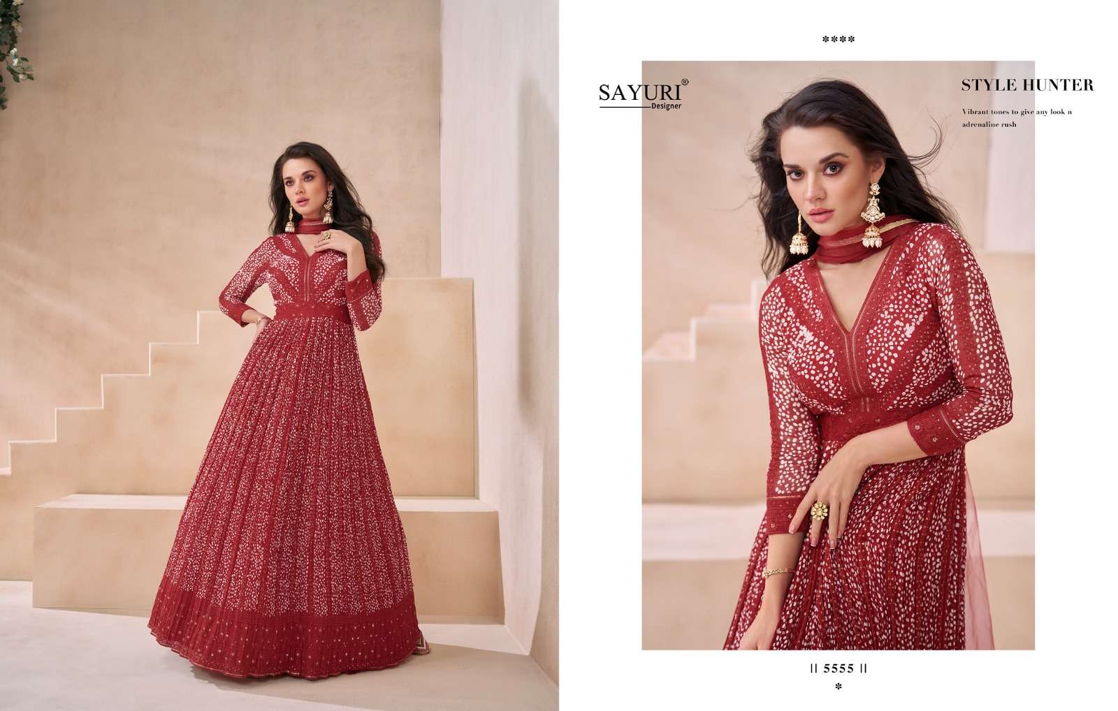 SAYURI KASHEESH 5555 & 5557 SERIES GEORGETTE EMBROIDERY GOWNS-00150