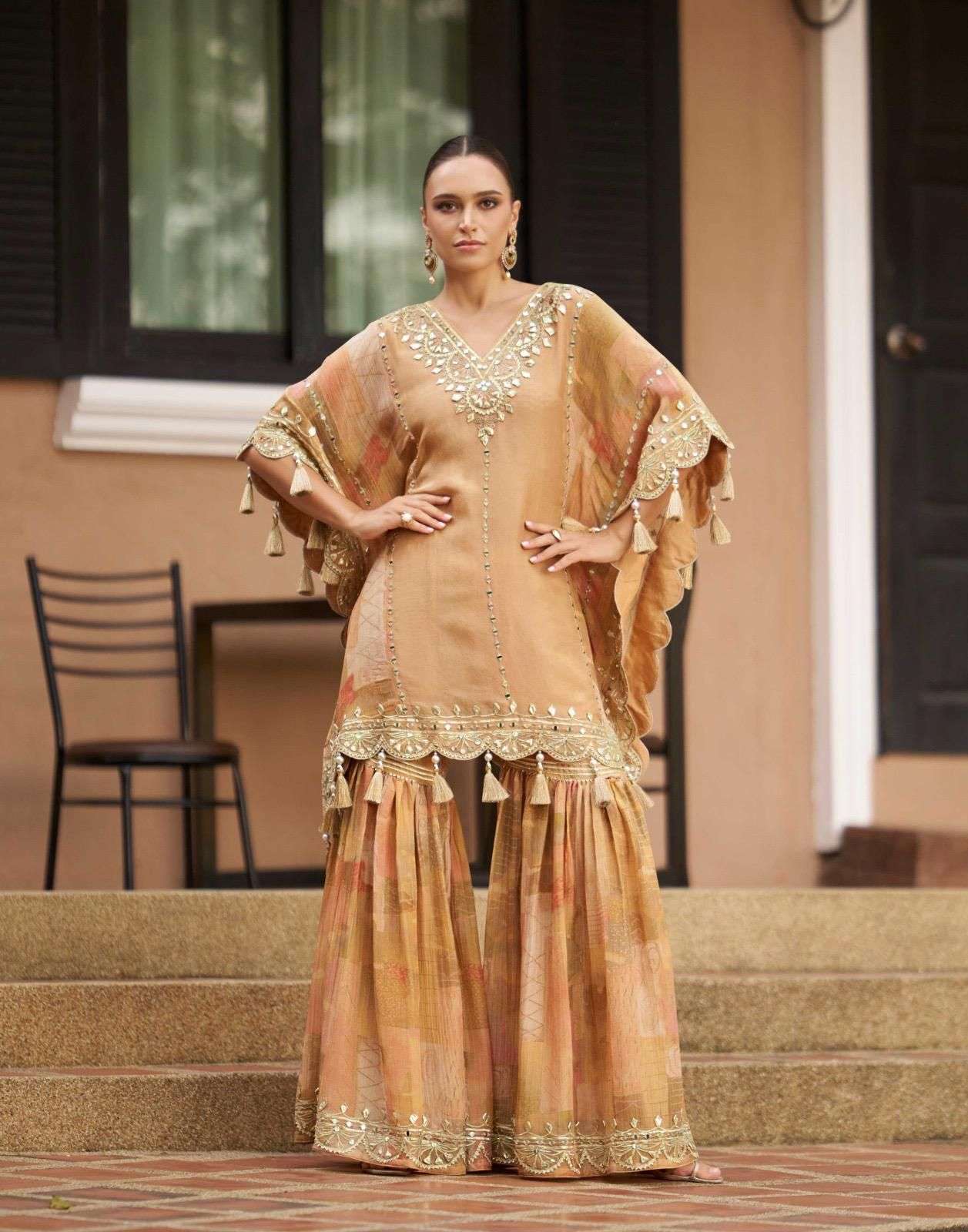 SAYURI MAGIC PURE VISCOSE SILK JACQUARD HAND MIRROR WORK DRESSES-00150