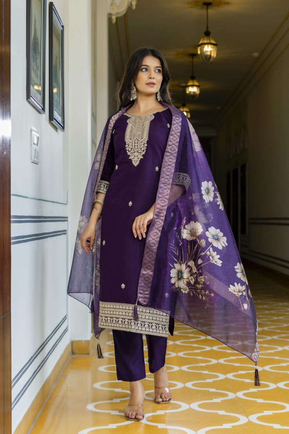SC34 BY ASLIWHOLESALE VISCOSE CHANDERI EMBROIDERY DRESSES-00264