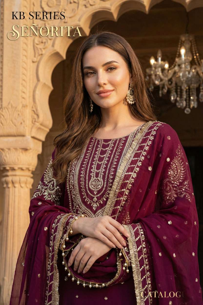 SENHORA KB-3315 A TO C SERIES GEORGETTE EMBROIDERY DRESSES-00035