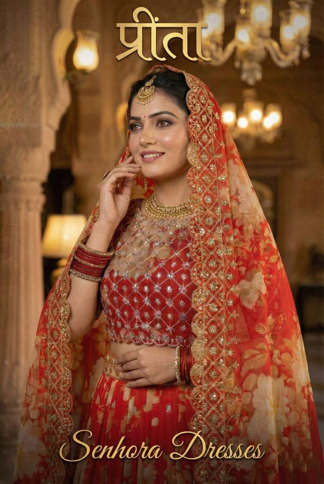 SENHORA PRITA 7107 TO 7108 SERIES PURE GEORGETTE EMBROIDERY LEHENGAS-00028
