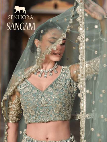 SENHORA SANGAM 4001 TO 4006 SERIES NET EMBROIDERY LEHENGAS-00035