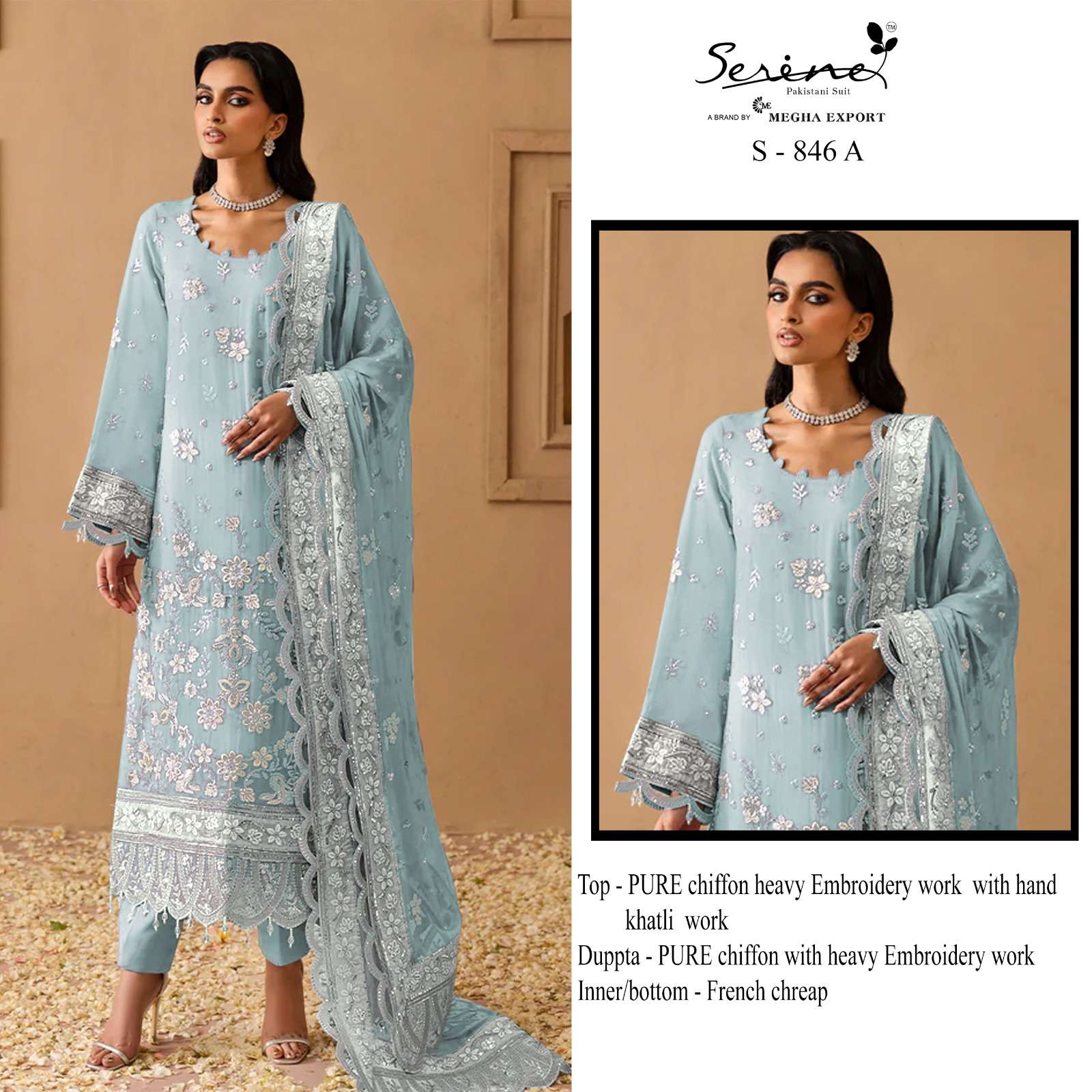 SERINE S-846 A TO D SERIES CHIFFON EMBROIDERY DRESSES-00201