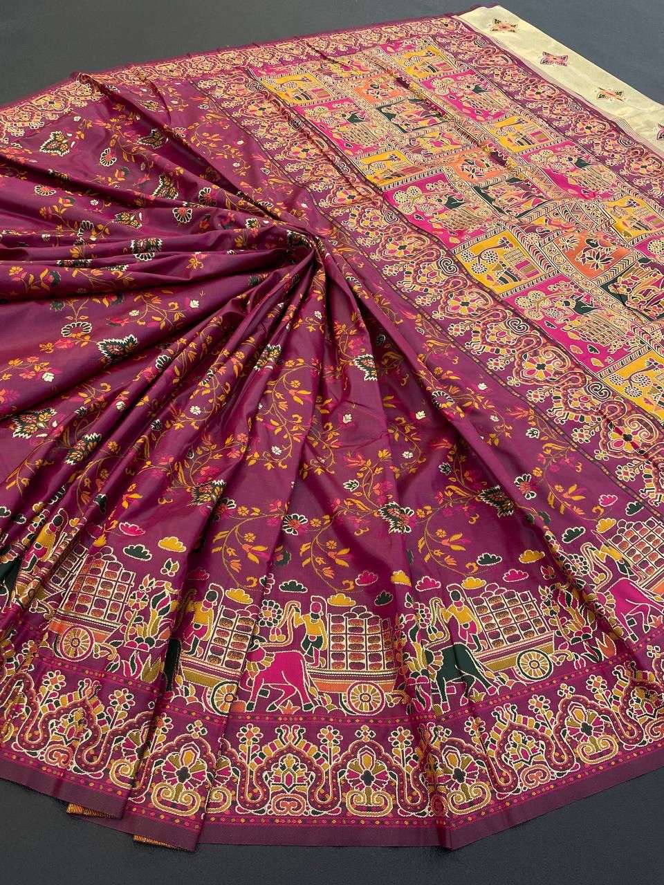SF-827 BY ASLIWHOLESALE PASHMINA SILK PRINTED SAREES-00314