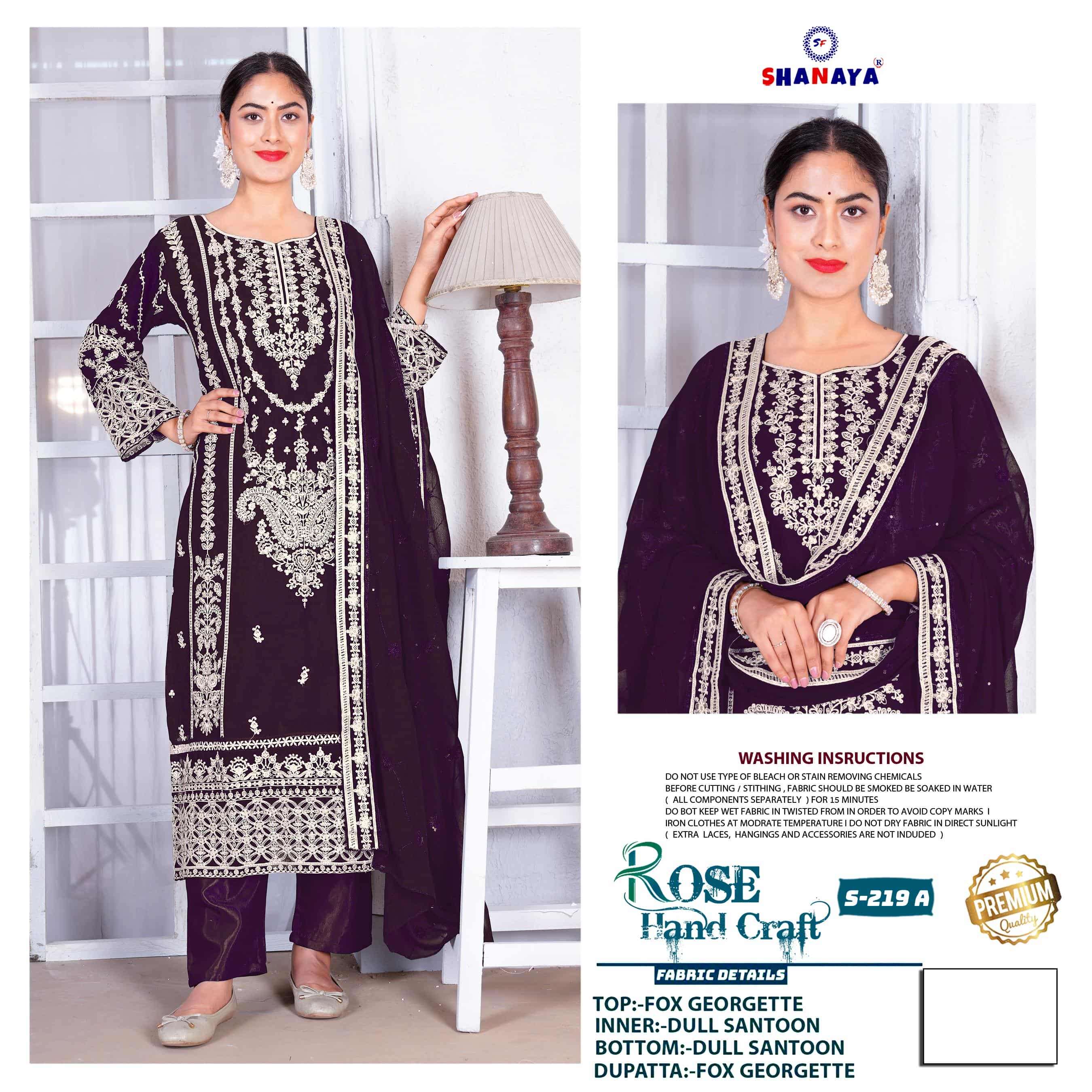 SHANAYA FASHION ROSE HAND CRAFT S-219 FAUX GEORGETTE EMBRODIERY DERSSES-00201