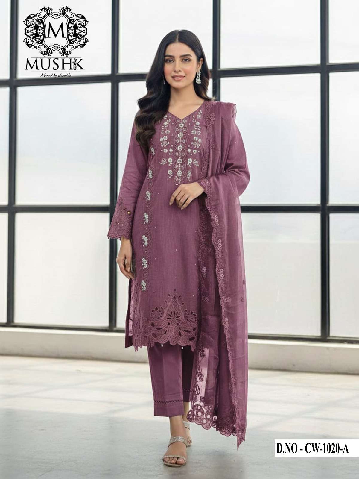SHRADDHA DESIGNER CW-1020 A TO D SERIES ORGANZA EMBROIDERY DRESSES-00011