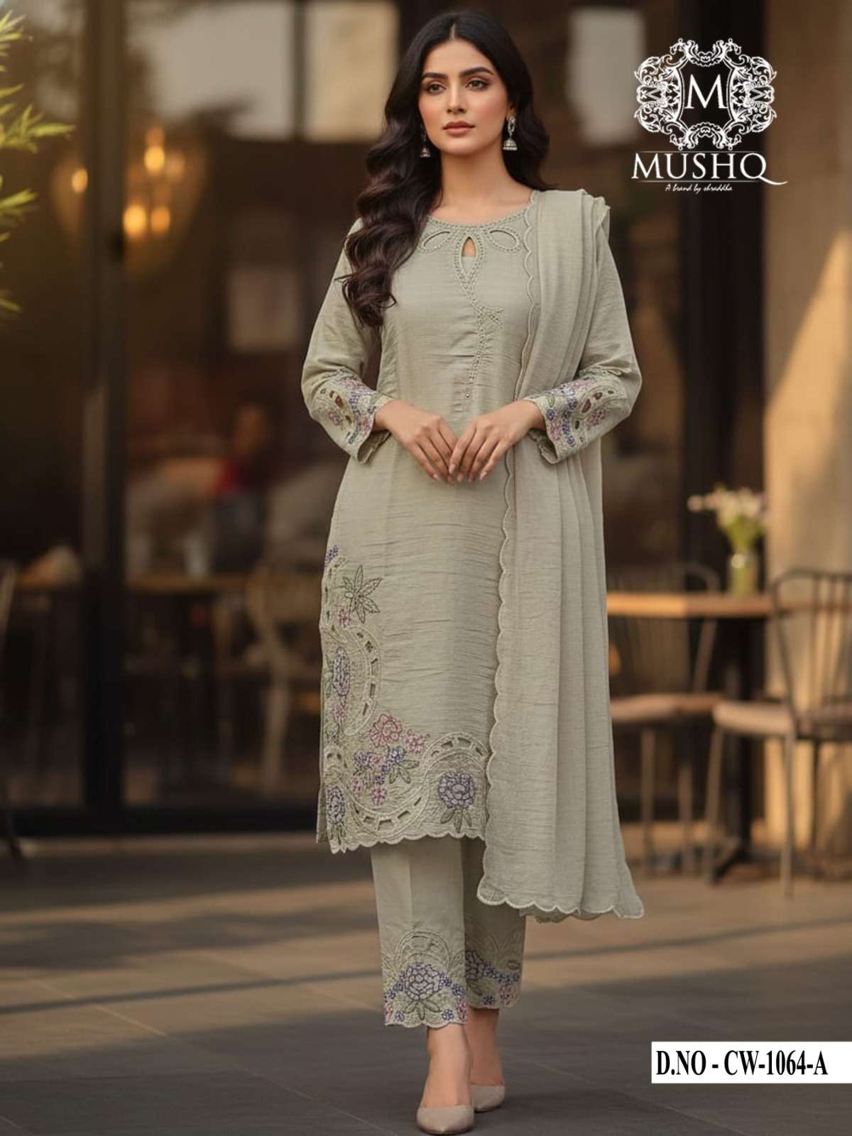 SHRADDHA DESIGNER CW-1064 A TO C SERIES PURE SILK EMBROIDERY DRESSES-00011