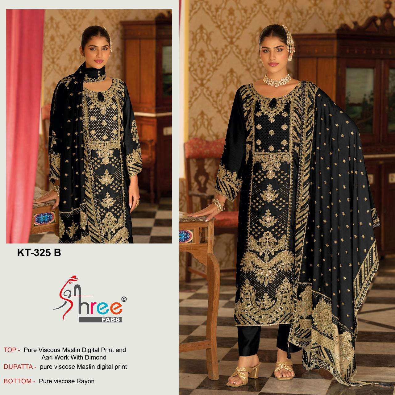 SHREE FAB KT-325 A TO D SERIES VISCOSE MUSLIN PRINTED DRESSES-00201