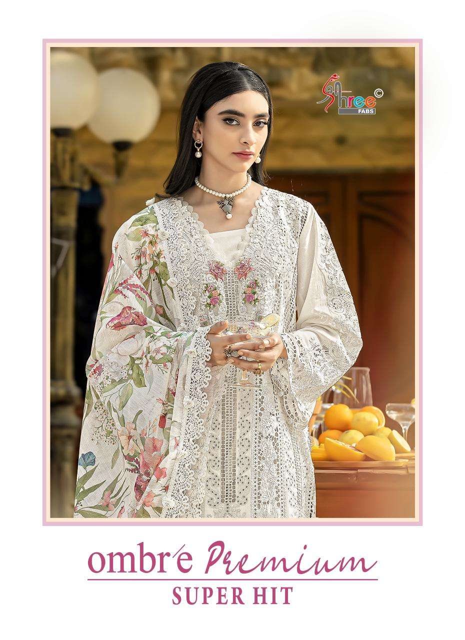 SHREE FAB OMBRE PREMIUM PURE COTTON EMBROIDERY PAKISATNI DRESSES-00011