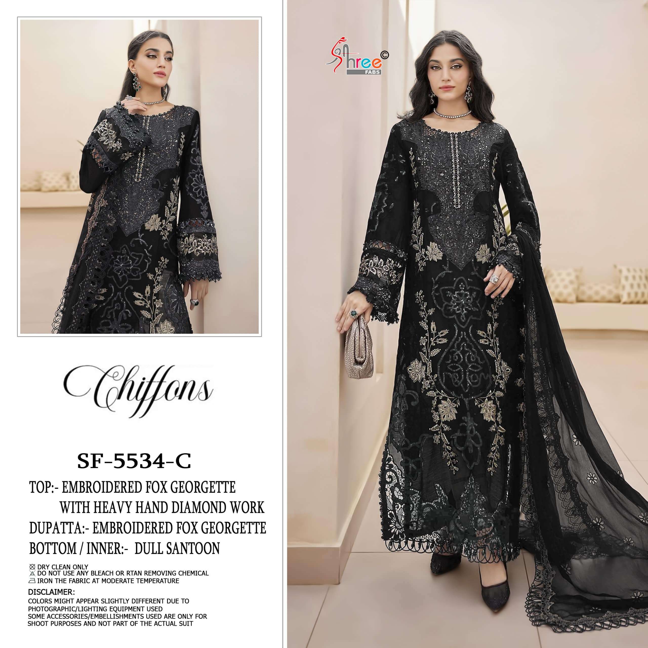 SHREE FAB SF-5534 NX PURE FAUX GEORGETTE EMBROIDERY PAKISATNI DRESSES-00011