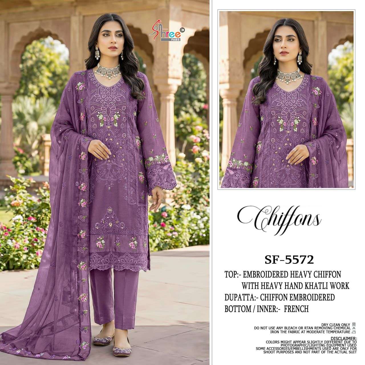 SHREE FAB SF-5572 A TO D SERIES CHIFFON EMBROIDERY PAKISATNI DRESSES-00201