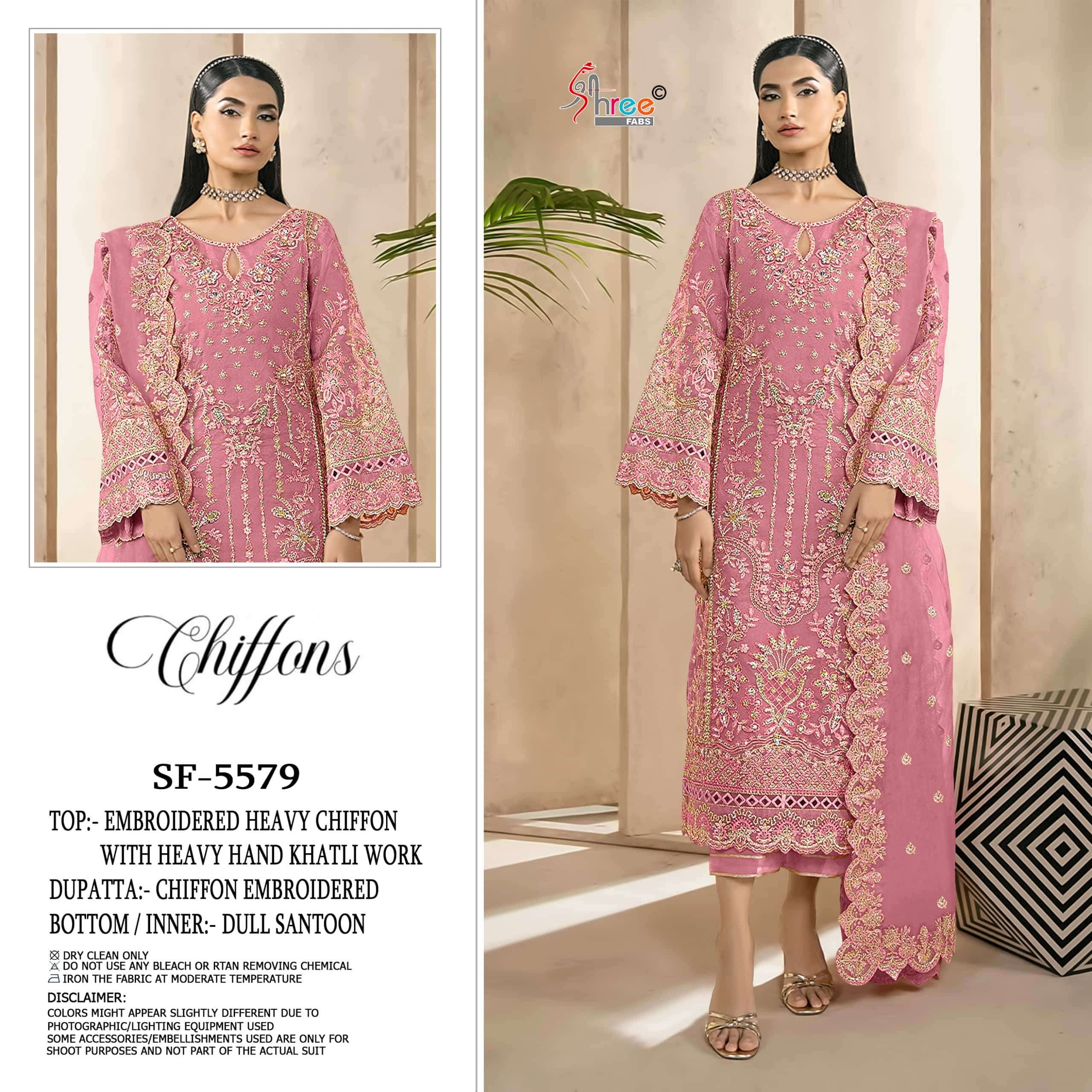 SHREE FAB SF-5579 A TO D SERIES CHIFFON EMBROIDERY DRESSES-00201