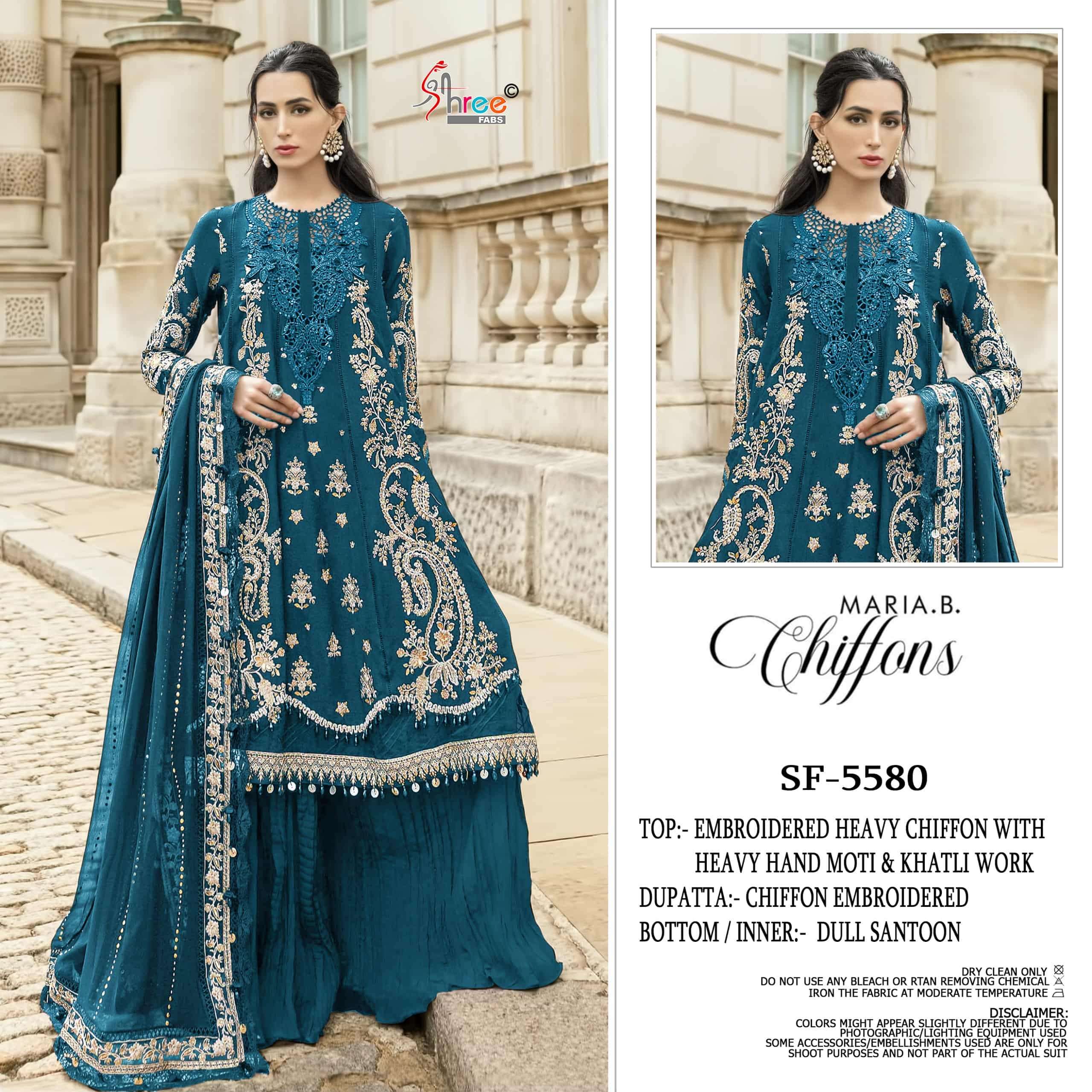 SHREE FAB SF-5580 A TO D SERIES CHIFFON EMBROIDERY DRESSES-00201