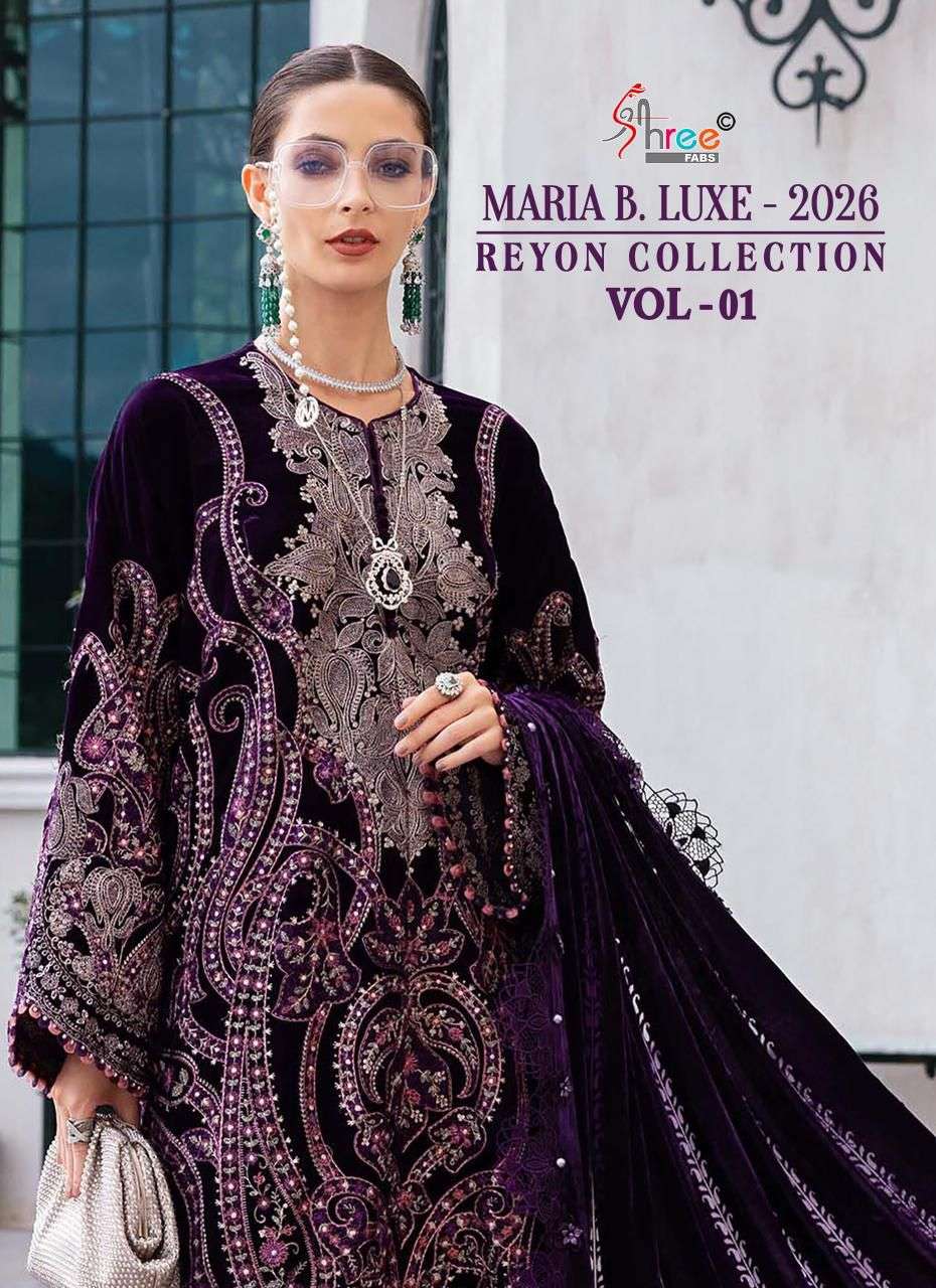 SHREE FABS MARIA.B LUXURY VOL-01 NX PURE RAYON EMBROIDERY PAKISATNI DRESSES-00201