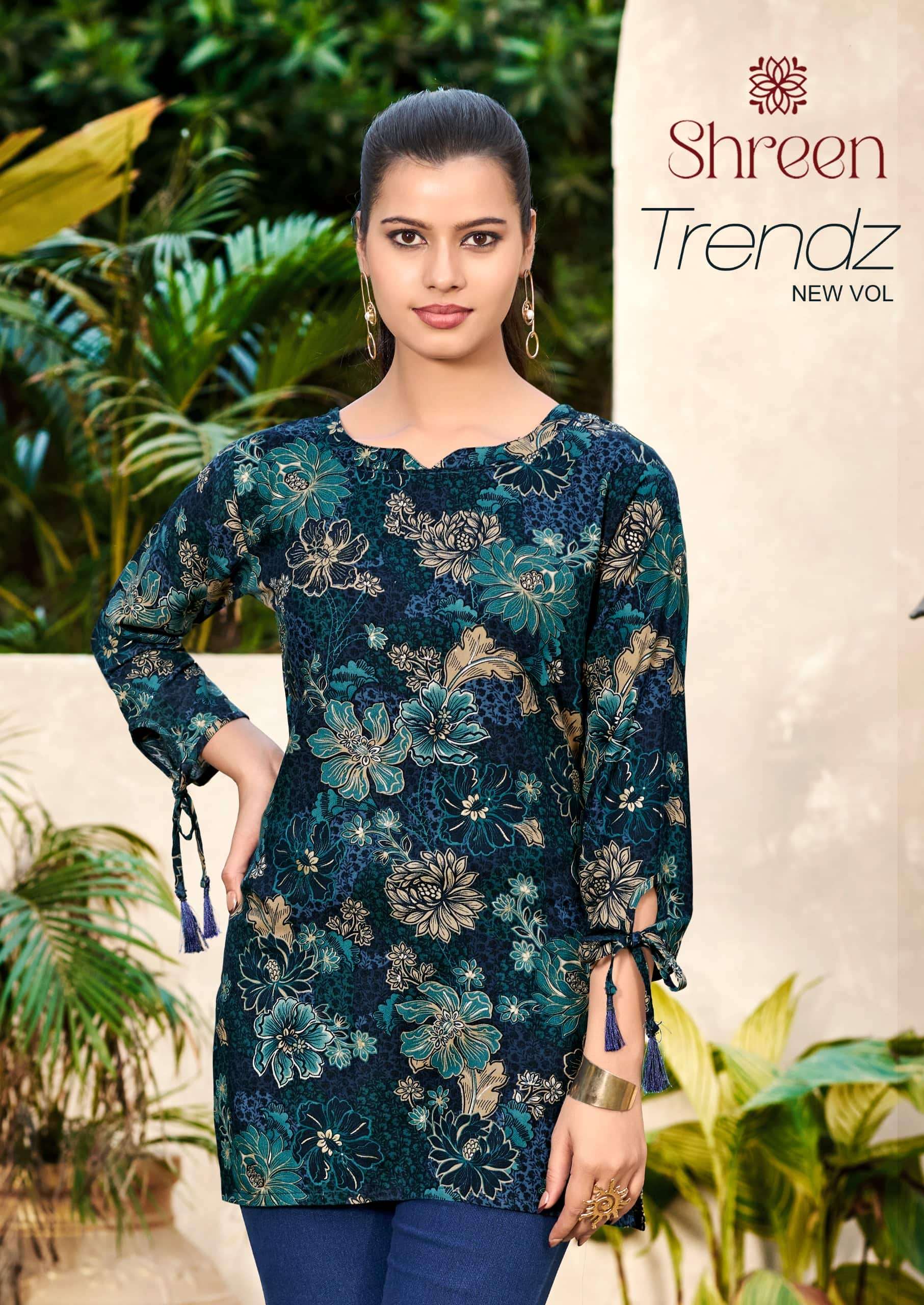 SHREEN TRENDZ NEW 1001 TO 1005 SERIES RAYON PRINTED TUNICS-00140