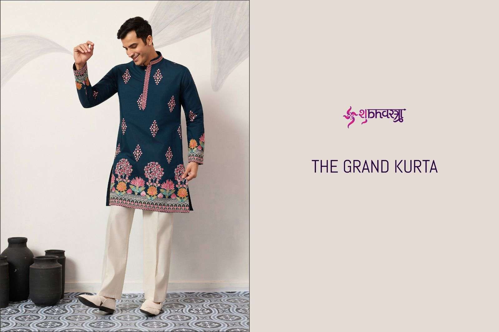 SHUBHVASTRA THE GRAND KURTA 61641 TO 61648 SERIES VISCOSE SILK MEN KURTA-00278