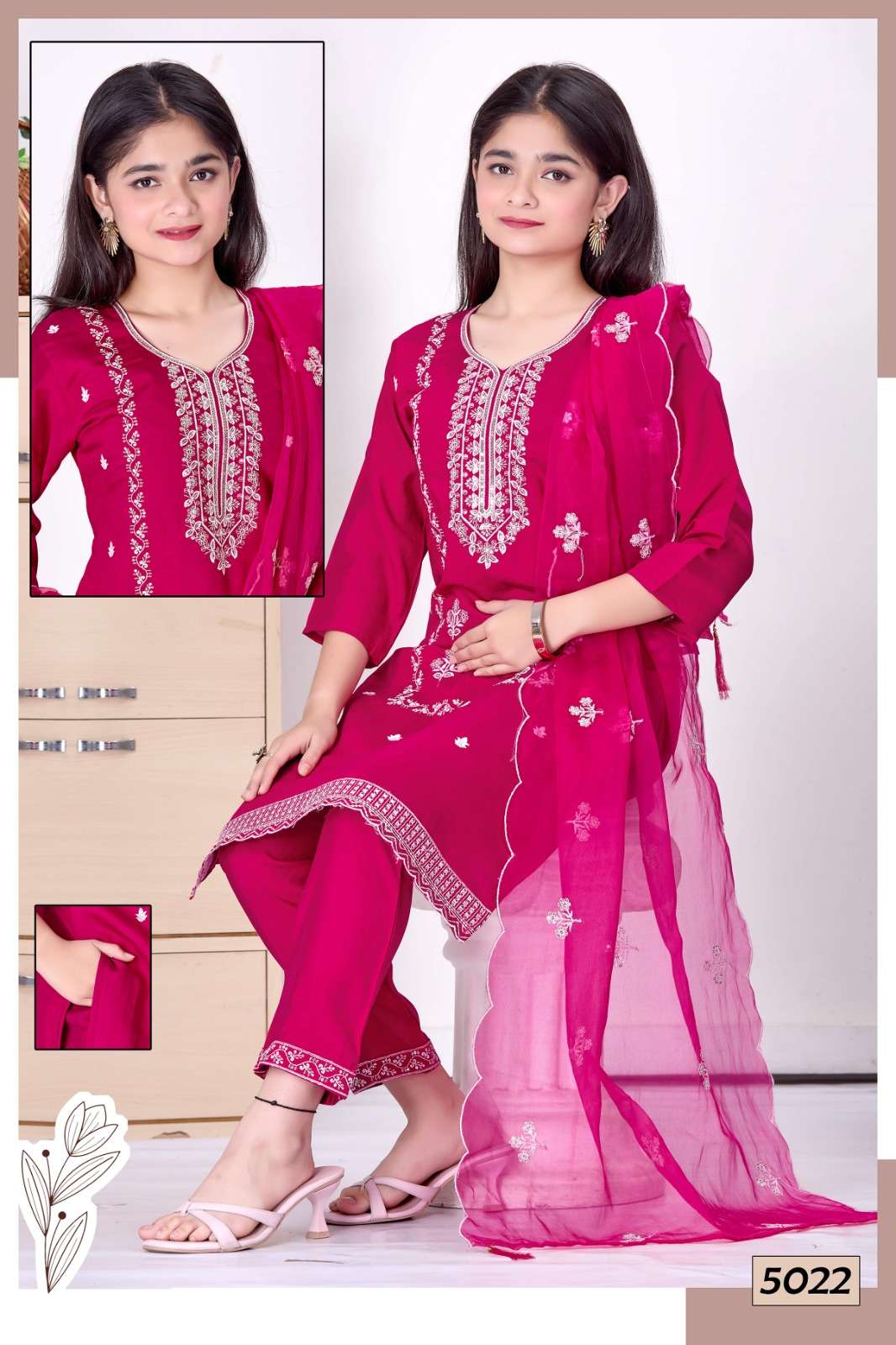 SINDOOR KIDS VOL-1 BY ASLIWHOLESALE STITCHED ROMAN SILK DRESSES-00320