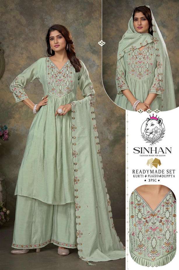 SINHAN VOL-3 BY ASLIWHOLESALE CHANDERI SILK EMBROIDERY DRESSES-00401