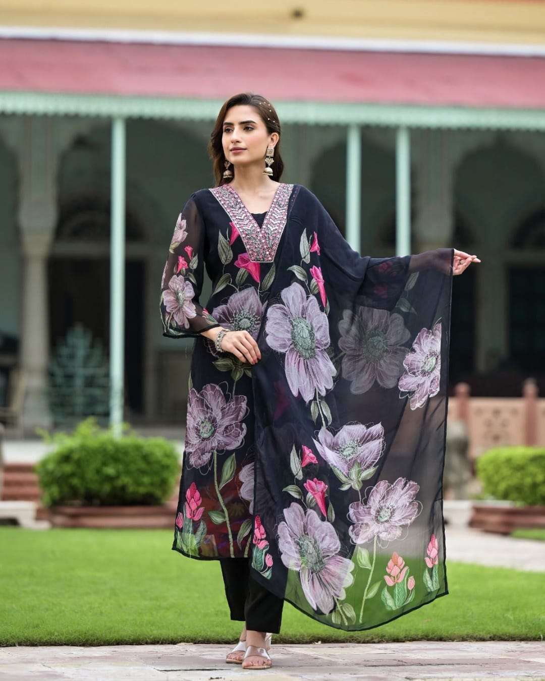 SONIKA BY ASLIWHOLESALE DESIGNER FLOWER PRINTED GEORGETTE DRESSES-00264