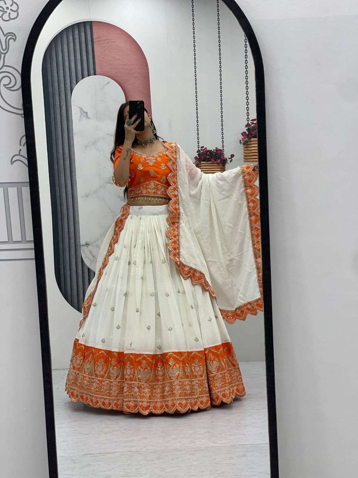 TAPI-290 COLOUR BY ASLIWHOLESALE CHINON EMBROIDERY LEHENGAS-00185