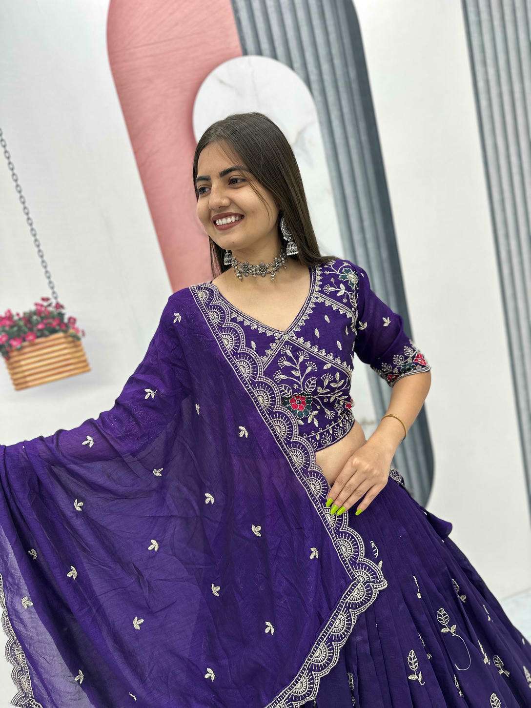 TAPI-298 COLOUR BY ASLIWHOLESALE VICHITRA SILK EMBROIDERY LEHENGAS-00185