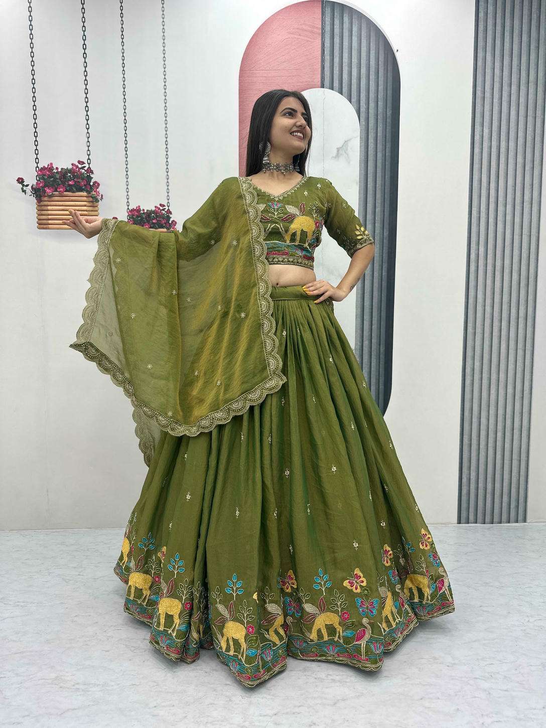 TAPI-303 BY ASLIWHOLESALE SILK EMBROIDERY LEHENGAS-00185
