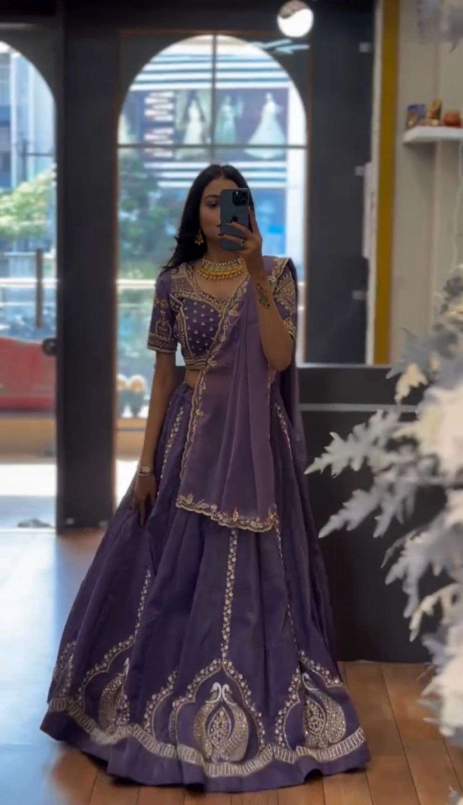 TAPI-305 COLOUR BY ASLIWHOLESALE CHINON EMBROIDERY LEHENGAS-00185