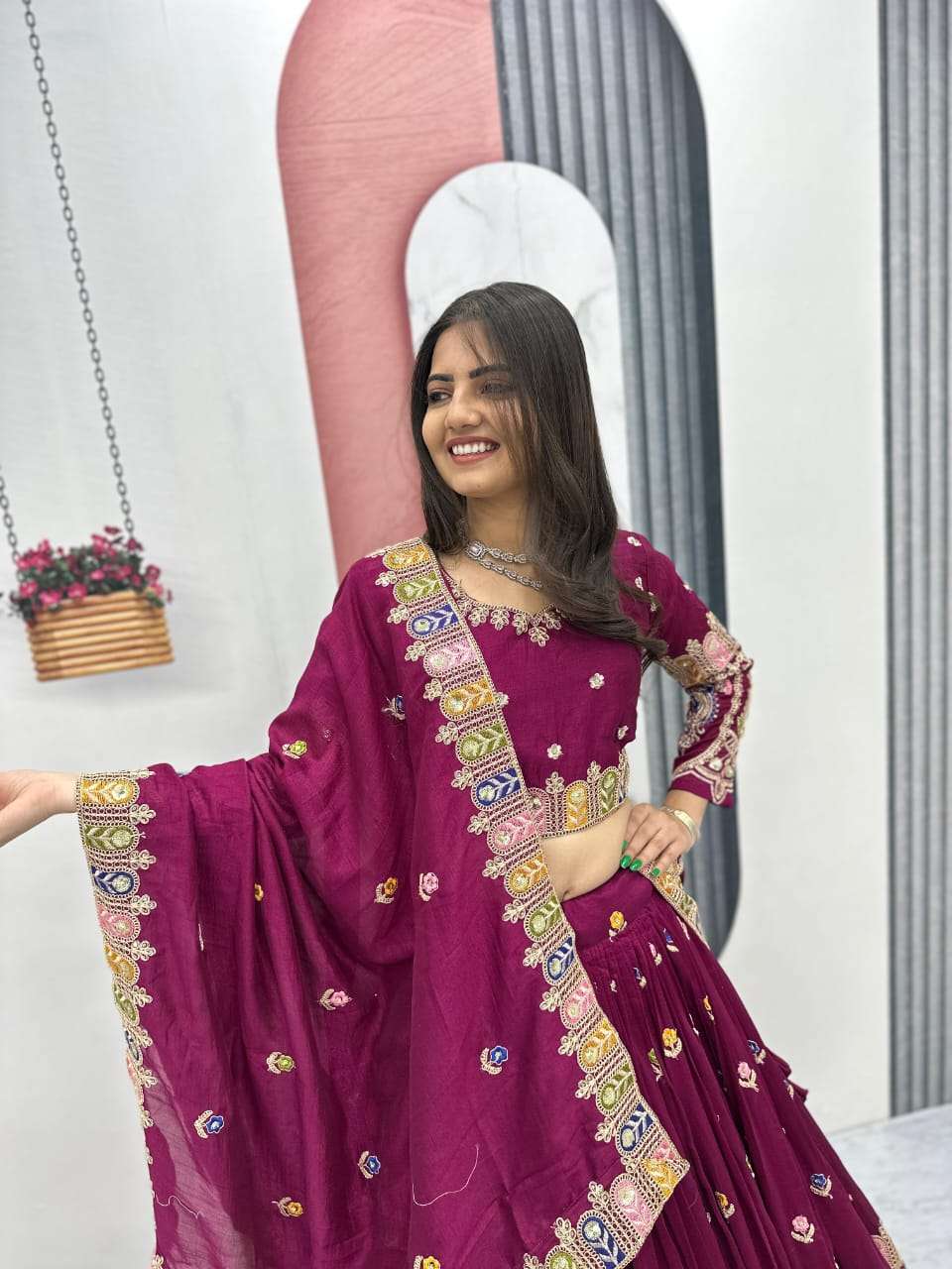 TAPI-308 BY ASLIWHOLESALE VICHITRA SILK EMBROIDERY LEHENGAS - 00185