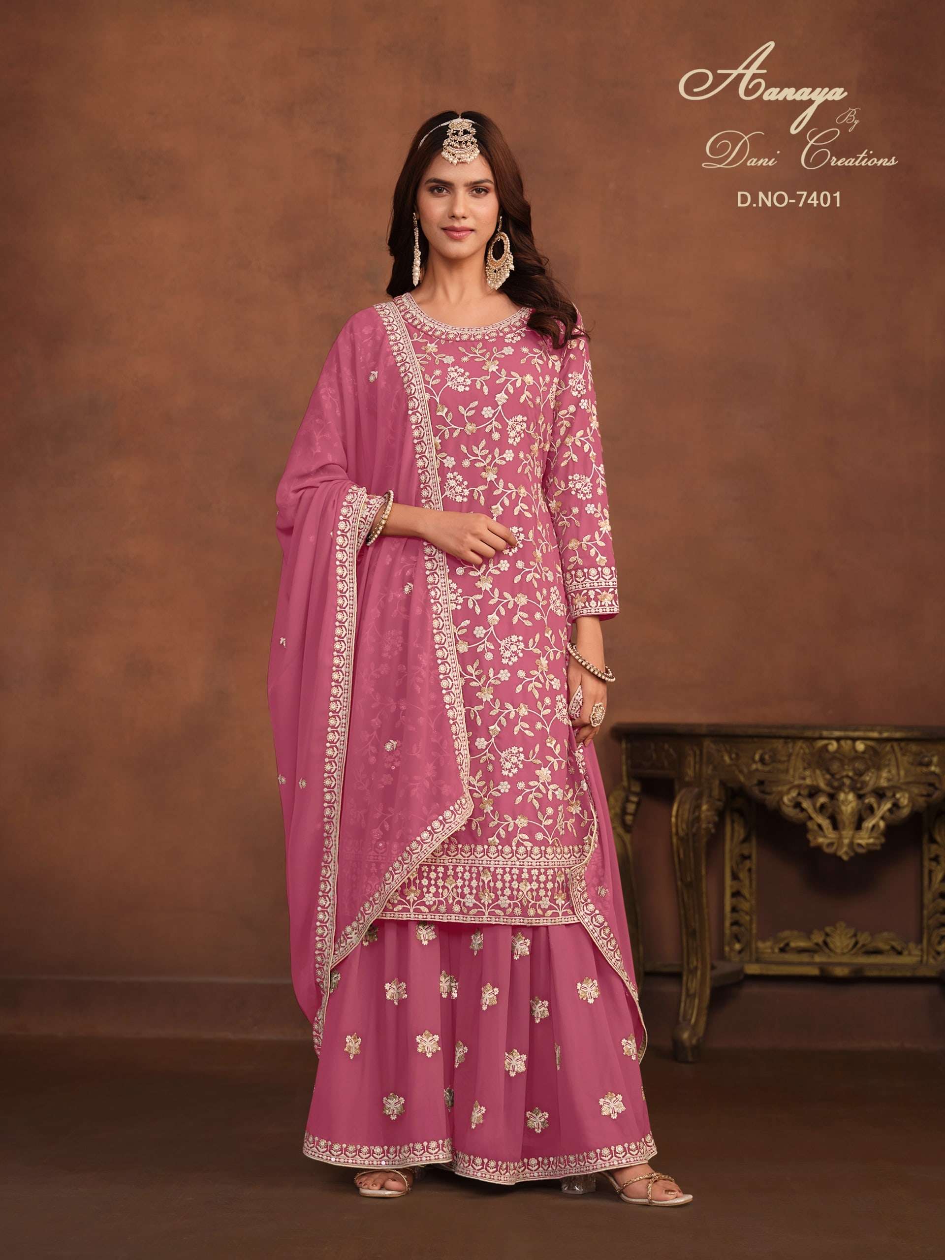 TWISHA AANAYA VOL-174 7401 TO 7404 SERIES FAUX GEORGETTE EMBROIDERY DRESSES-00274