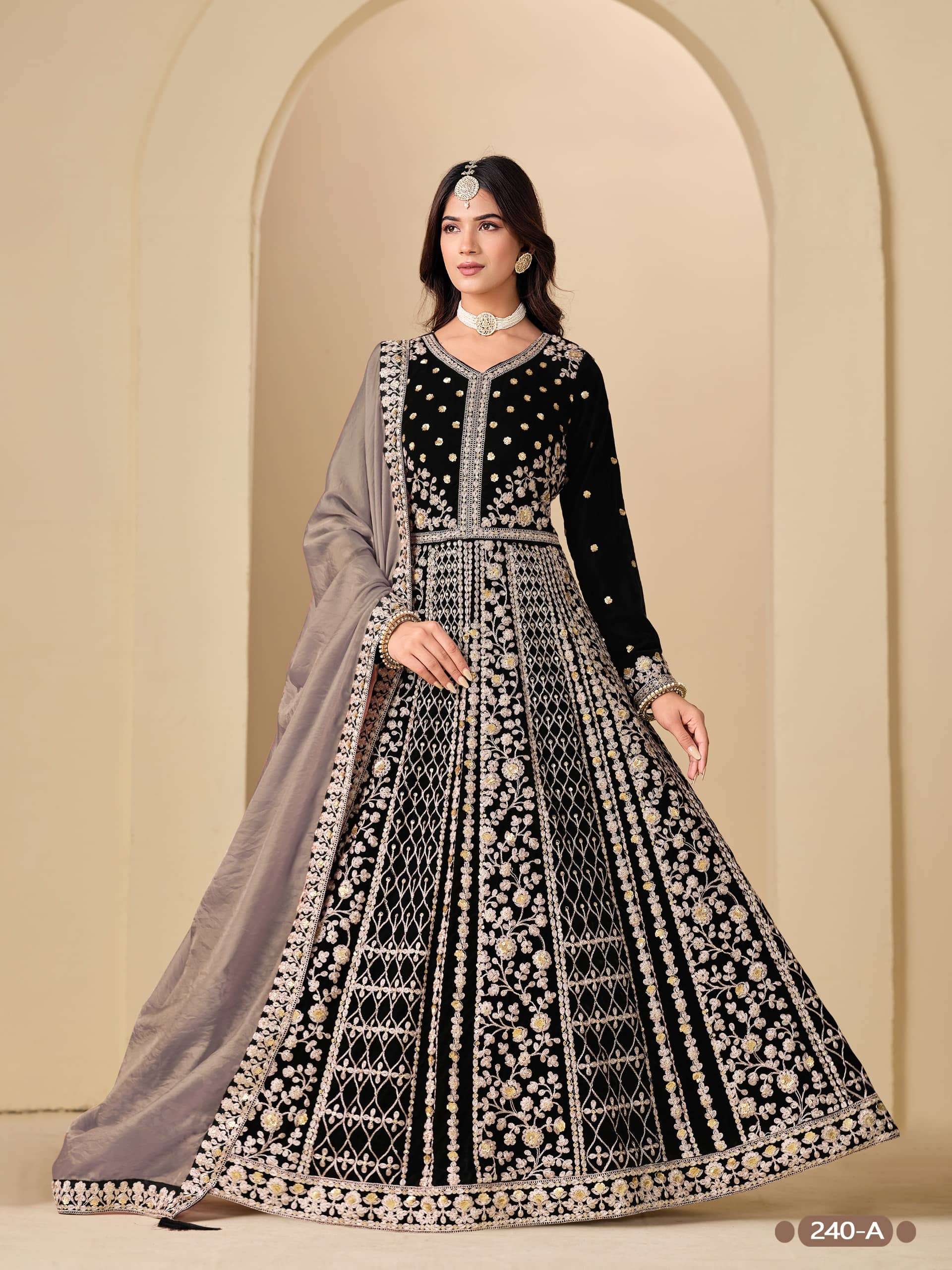 TWISHA AANAYA VOL-240 A TO D SERIES VELVET EMBRODIERY DRESSES-00274