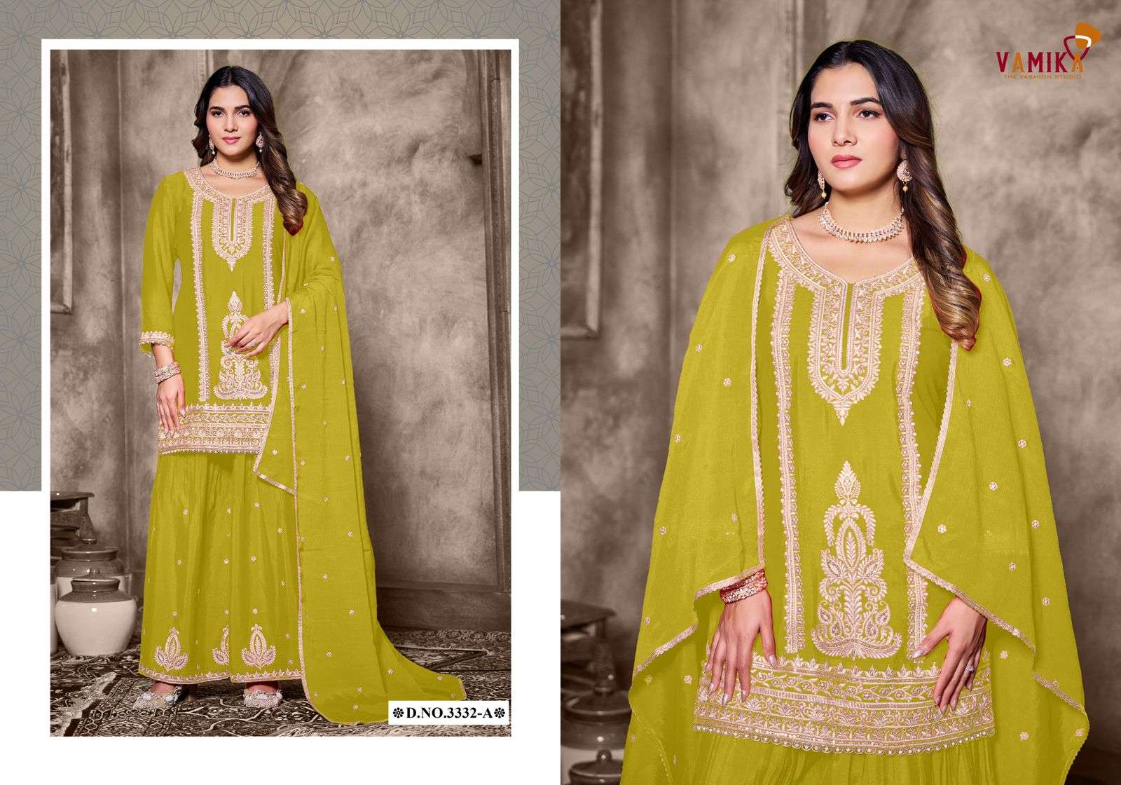 VAMIKA ASHIMA VOL-02 3332-A TO 3332-D SERIES CHINON EMBROIDERY DRESSES-00028