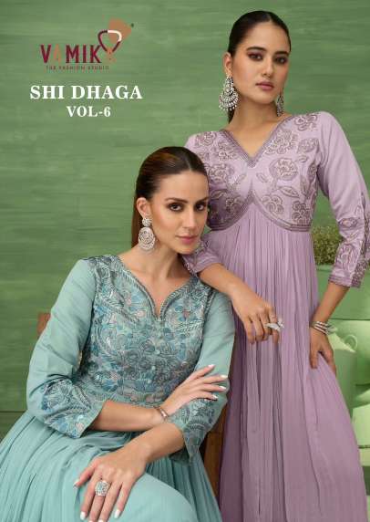 VAMIKA SUI DHAGA VOL-06 3221 TO 3224 SERIES GEORGETTE EMBROIDERY DRESSES-00028