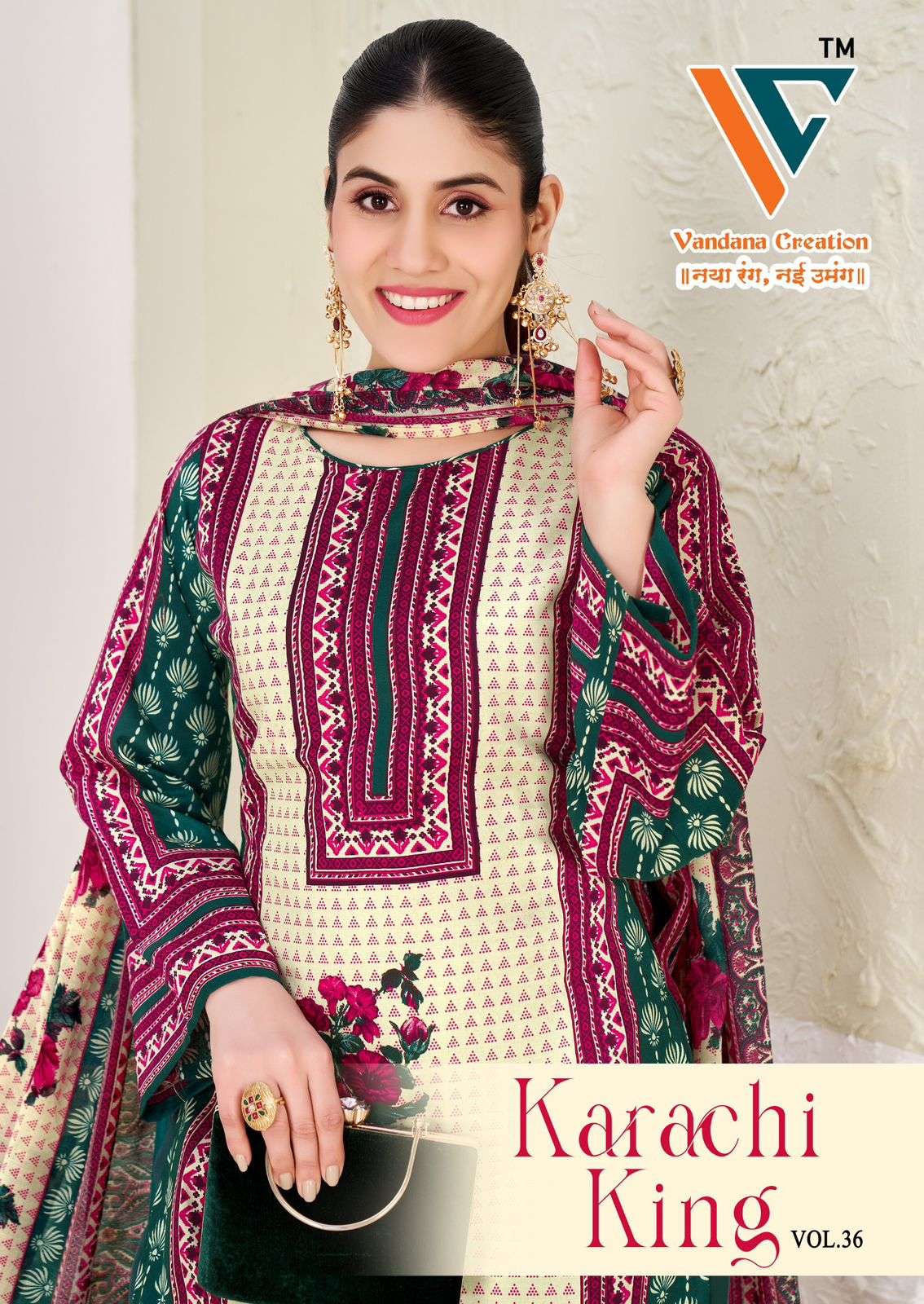 VANDANA CREATION KARACHI KING VOL-36 3601 TO 3608 SERIES COTTON PRINTED DRESSES-00062