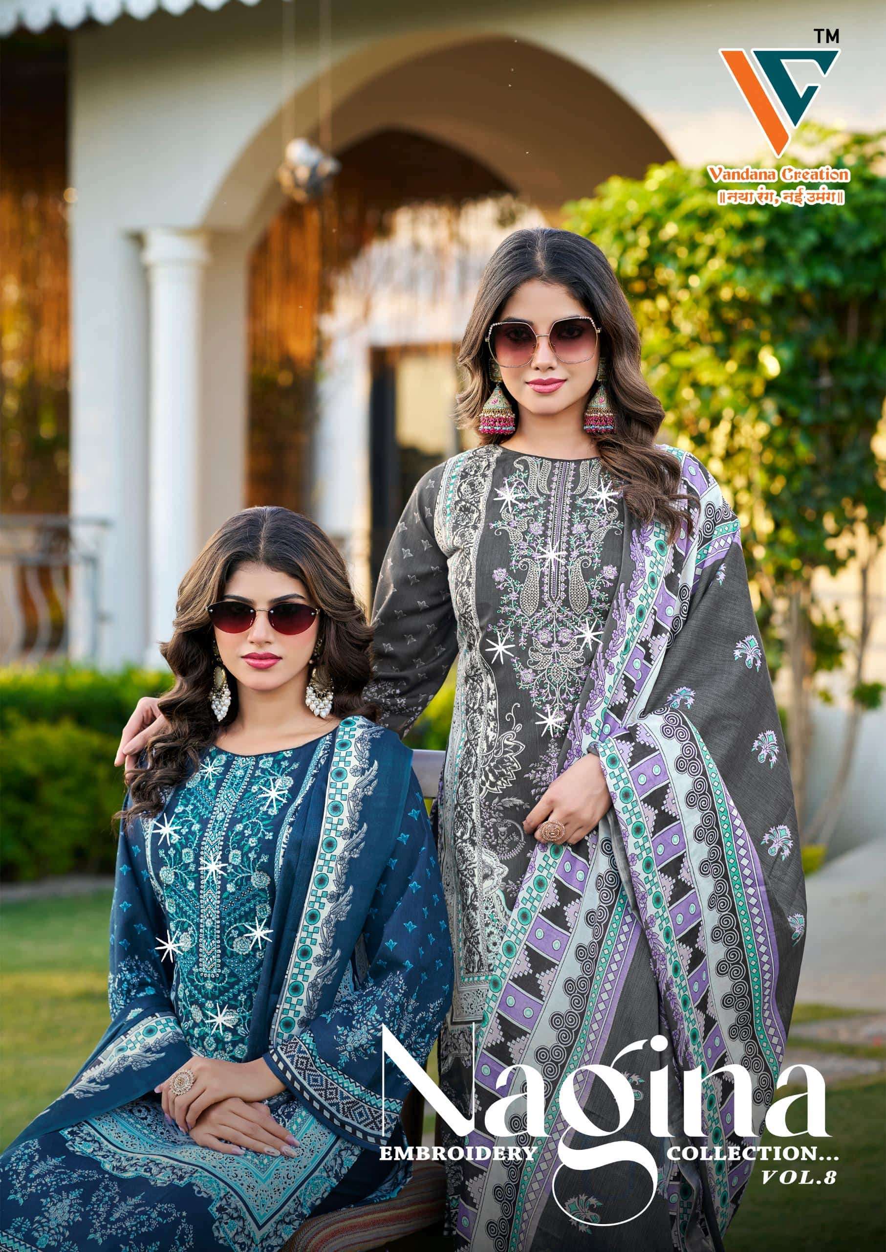 VANDANA CREATION NAGINA VOL-08 8001 TO 8008 SERIES PURE COTTON PAKISATNI DRESSES-00062