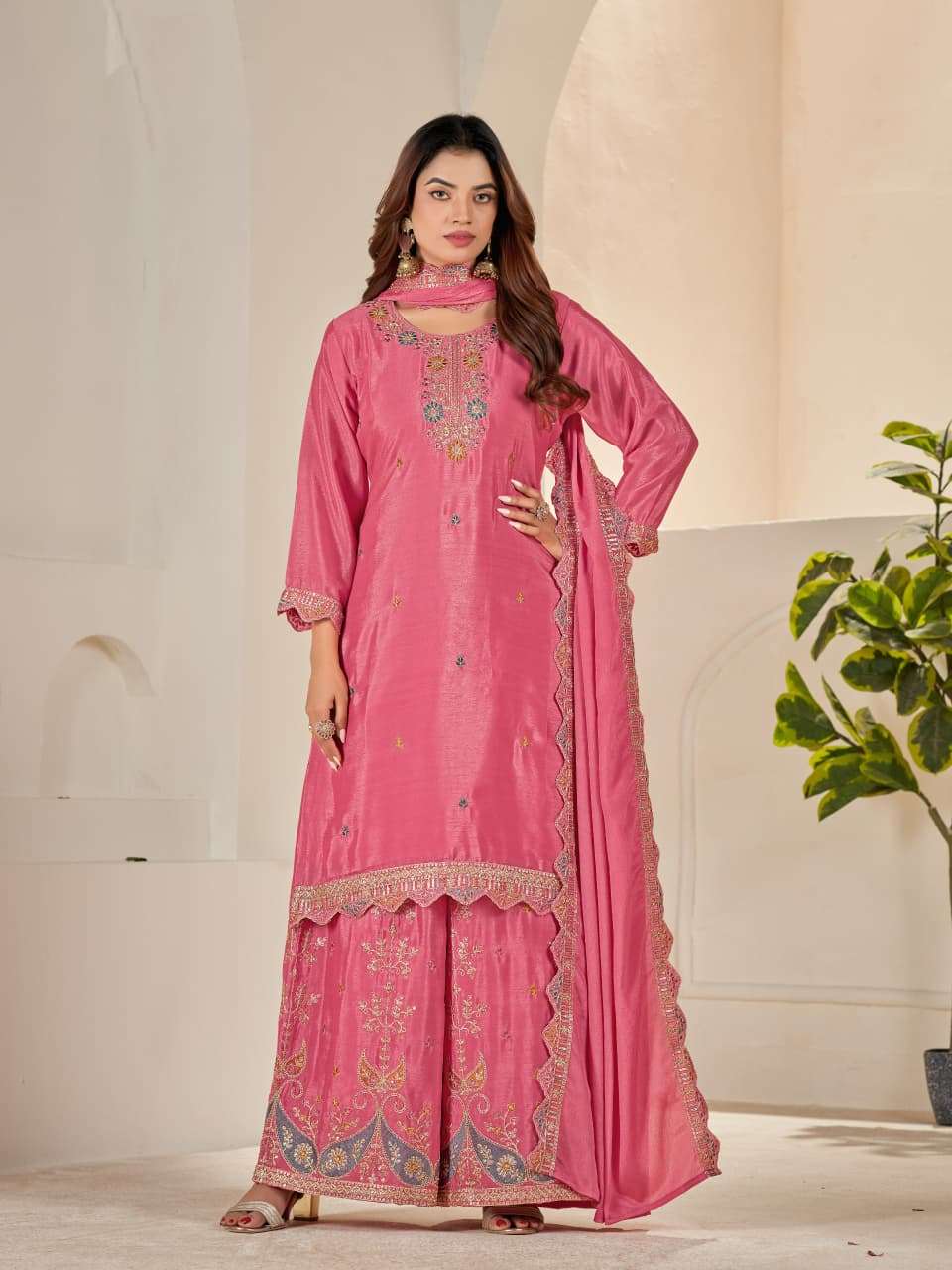 VARSHA BY ASLIWHOLESALE CHINON SILK DRESSES-00014