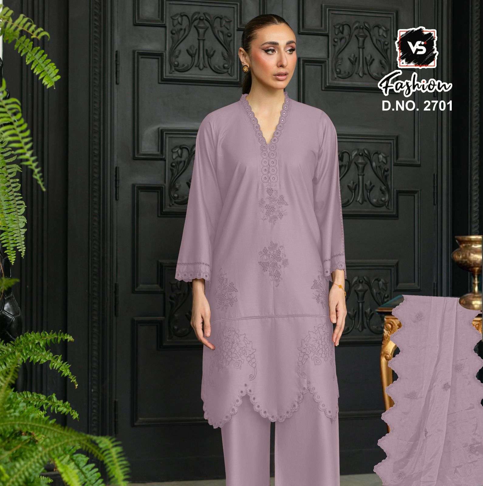 VS.FASHION 2701 HEAVY ROMAN COTTON EMBROIDERY PAKISTANI SUITS - 00312 