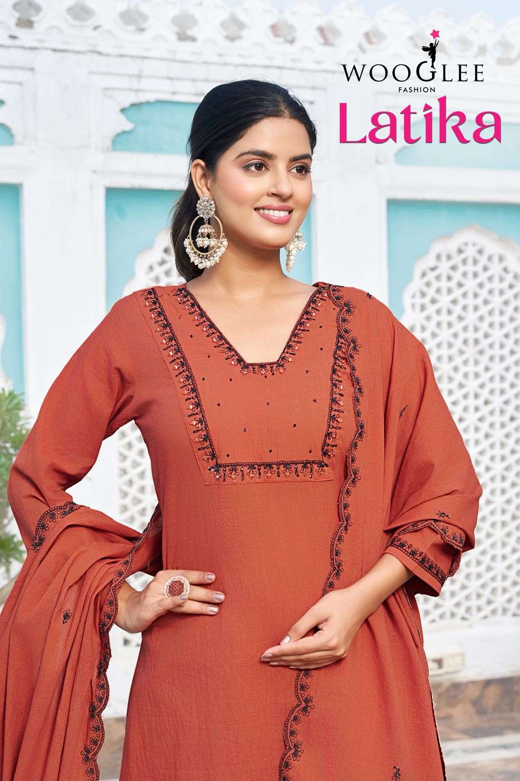 WOOGLEE LATIKA 3001 TO 3004 SERIES COTTON HANDWORK DRESSES-00014