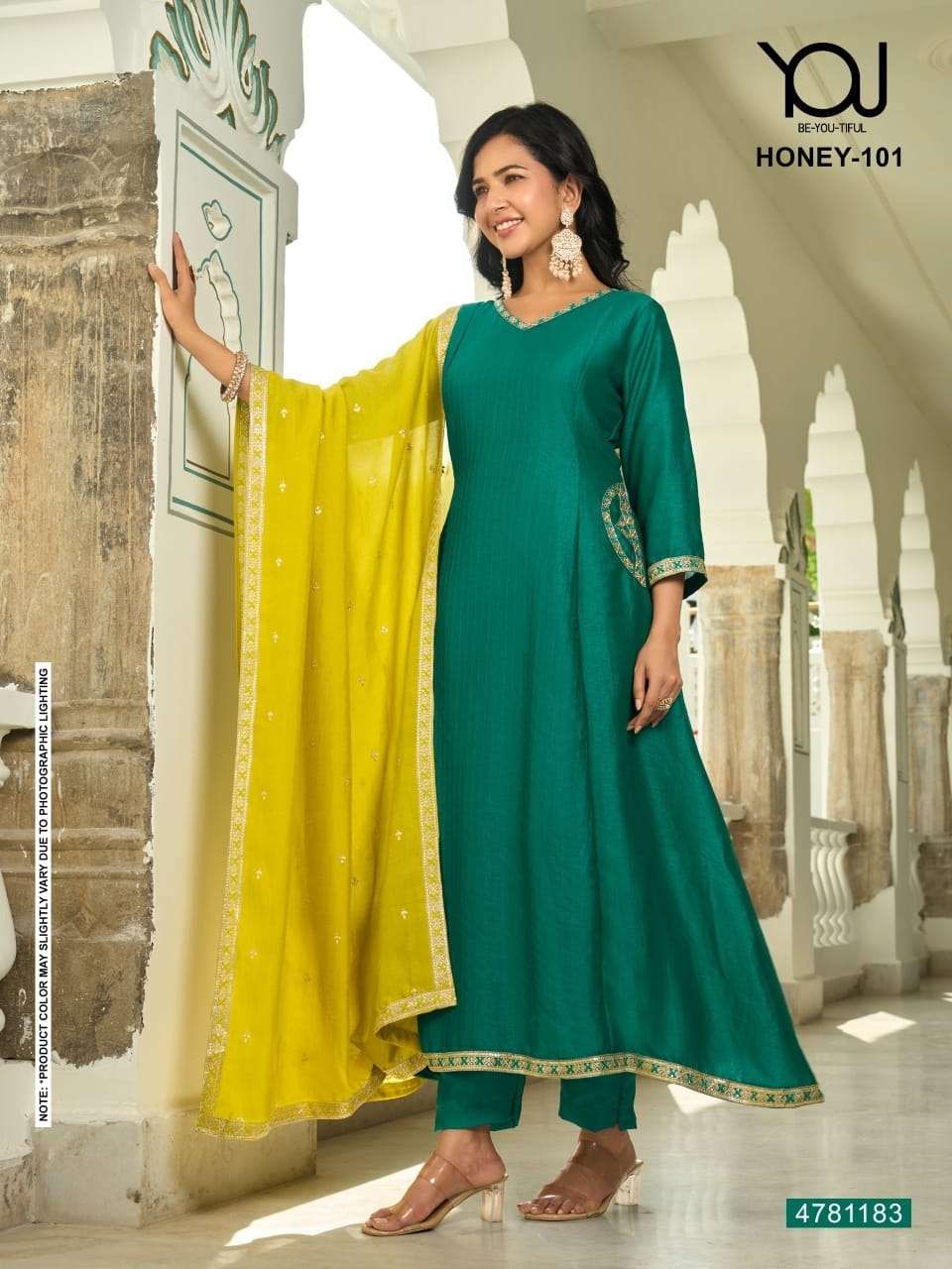 YOU HONEY 101 TO 105 SERIES VICHITRA SILK ANARKALI DRESSES-00320