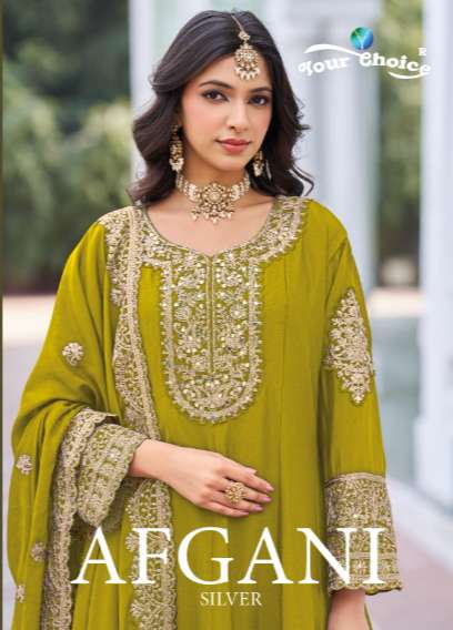 YOUR CHOICE AFGANI SILVER 1001 TO 1006 SERIES CHINON EMBROIDERY DRESSES-00028
