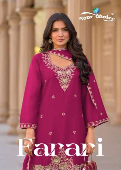 YOUR CHOICE FARARI 1001 TO 1003 SERIES CHINON EMBROIDERY SHARARA DRESSES-00028