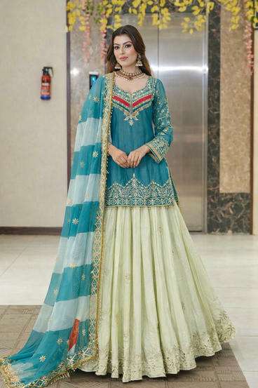 ZC-8008 BY ASLIWHOLESALE DESIGNER FENDY SILK EMBROIDERY LEHENGAS-00267